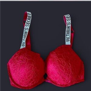 Victoria secret red lace bombshell bra
